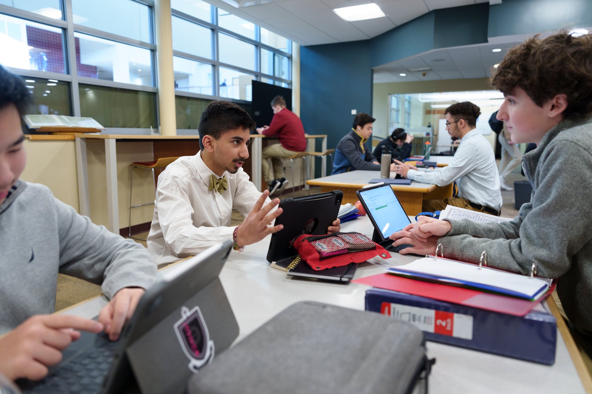 BC High students studying in the library