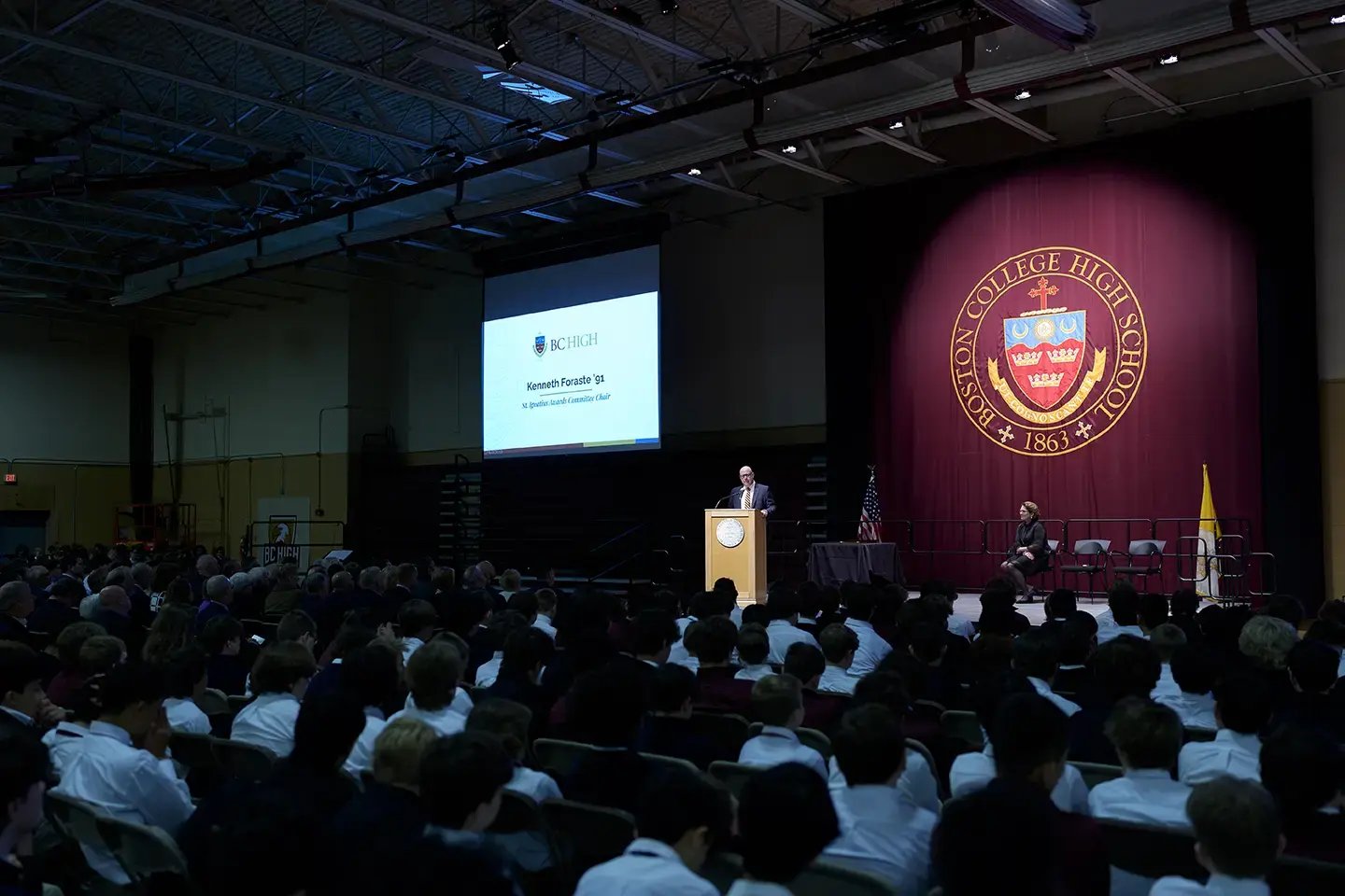 Ken talking at st. ignatius awards